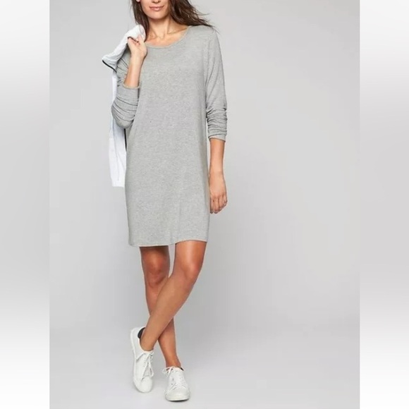 Athleta CROSSOVER SWEATSHIRT DRESS Cassis Size medium grey - Picture 1 of 8